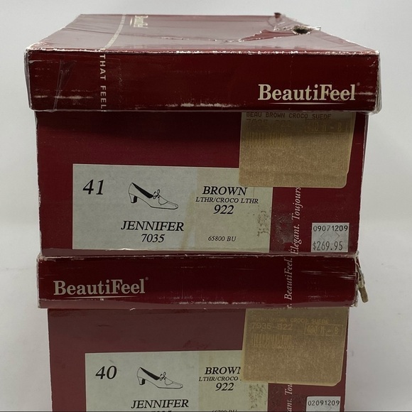 Beautifeel Jennifer Brown Leather Croco Lace Up pumps - Picture 9 of 10